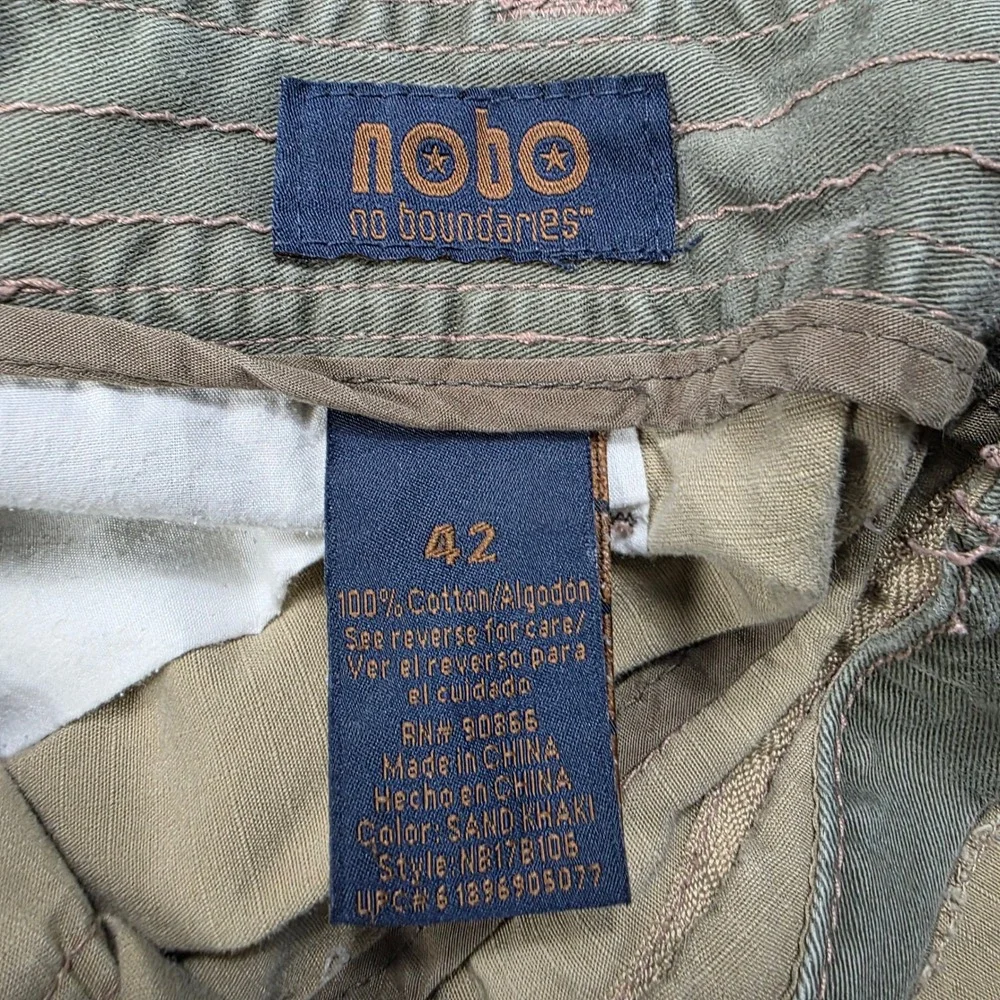 no boundaries mens tan cargo shorts size 42 utility pockets‎ drawstring hem Y2K